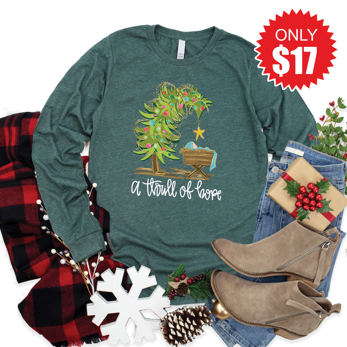 A Thrill of Hope Long Sleeve - Heather Forest - 17 product image 1