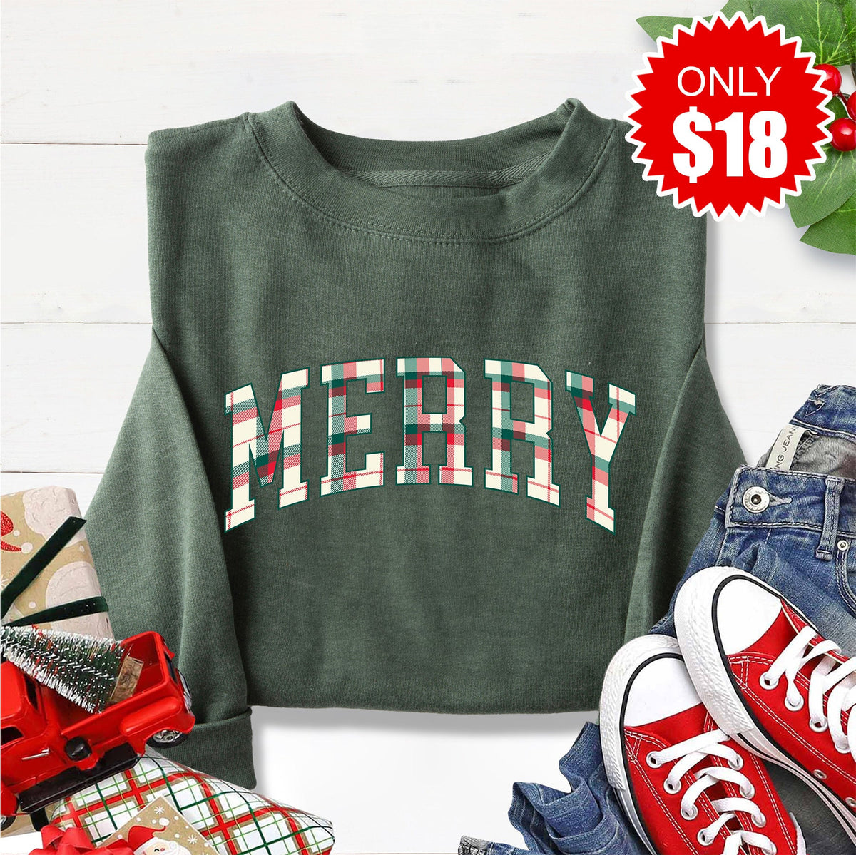 Merry Sweatshirt - Heather Forest - 18 product image 1
