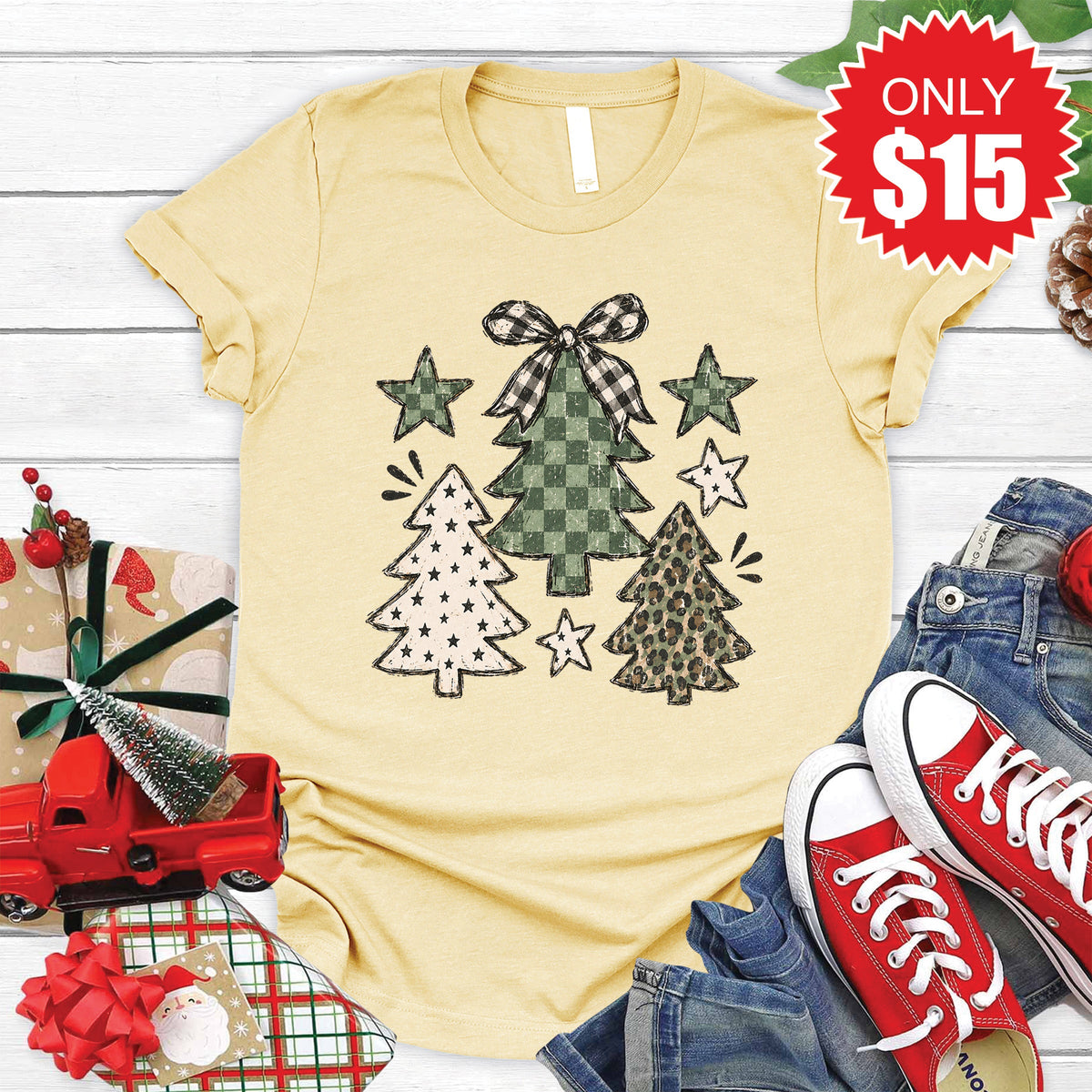 Christmas Trees Tee - Heather French Vanilla - 15 product image 1