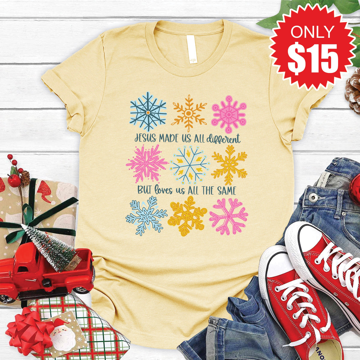 Different Snowflakes Tee - Heather French Vanilla - 15 product image 1