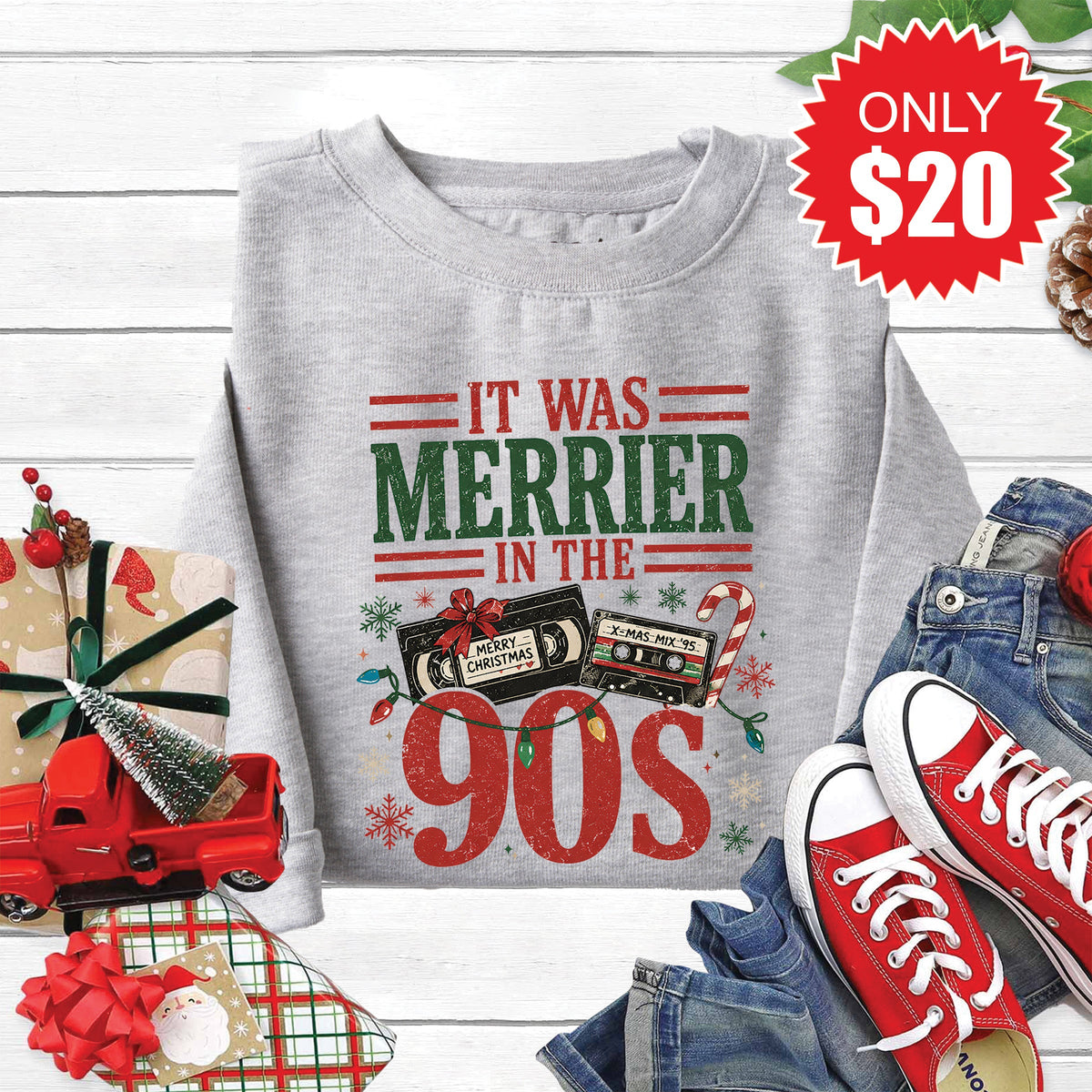 Merrier In The 90s Sweatshirt - Heather Grey - 20 product image 1
