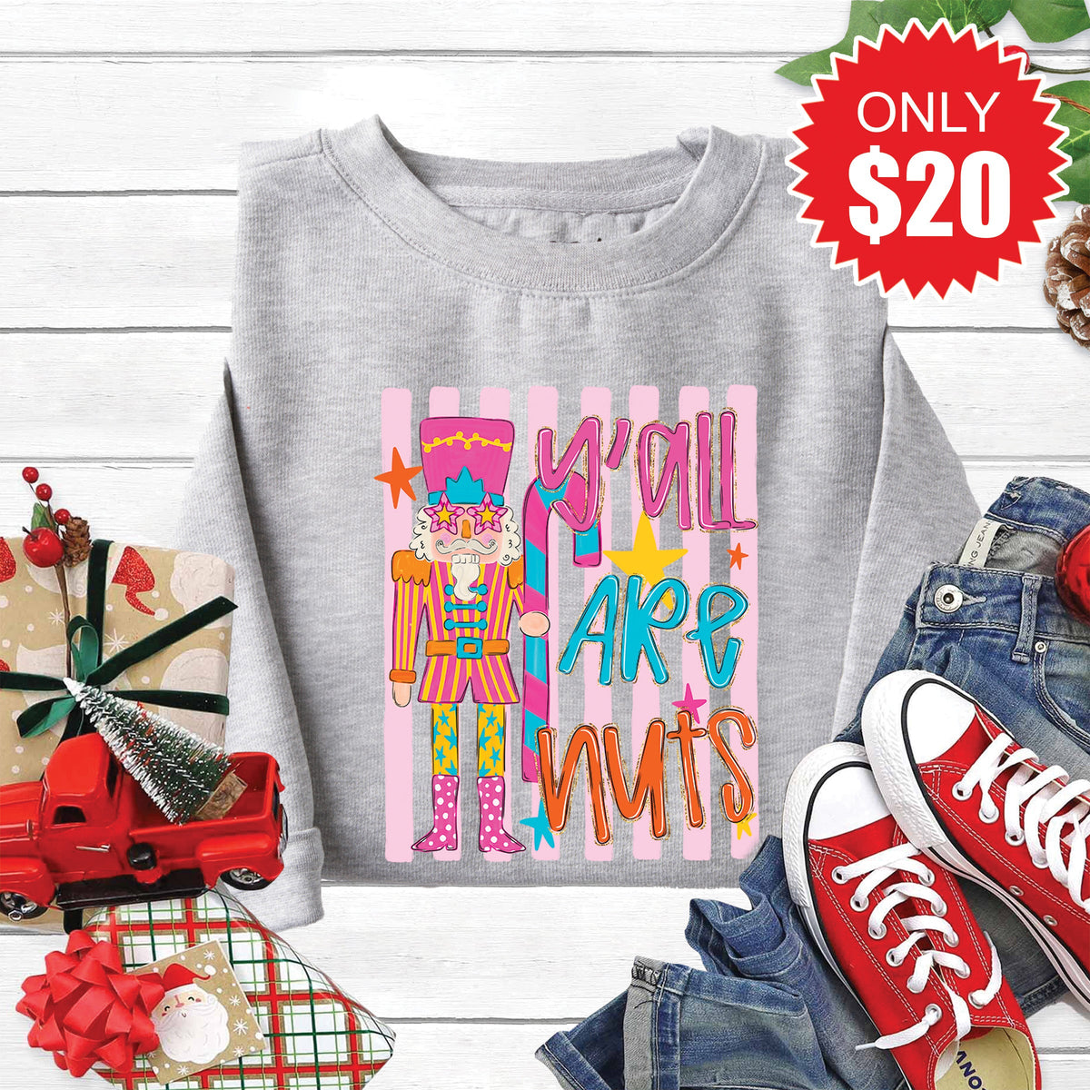 Ya'll Are Nuts Sweatshirt - Heather Grey - 20 product image 1