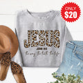 Jesus Leopard Sweatshirt - Heather Grey - 20 product image 1