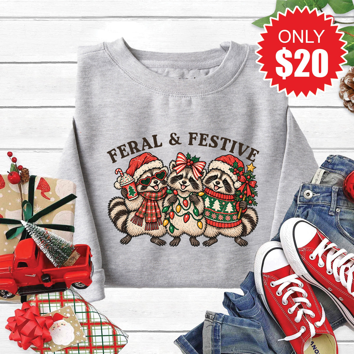 Feral and Festive Sweatshirt - Heather Grey - 20 product image 1