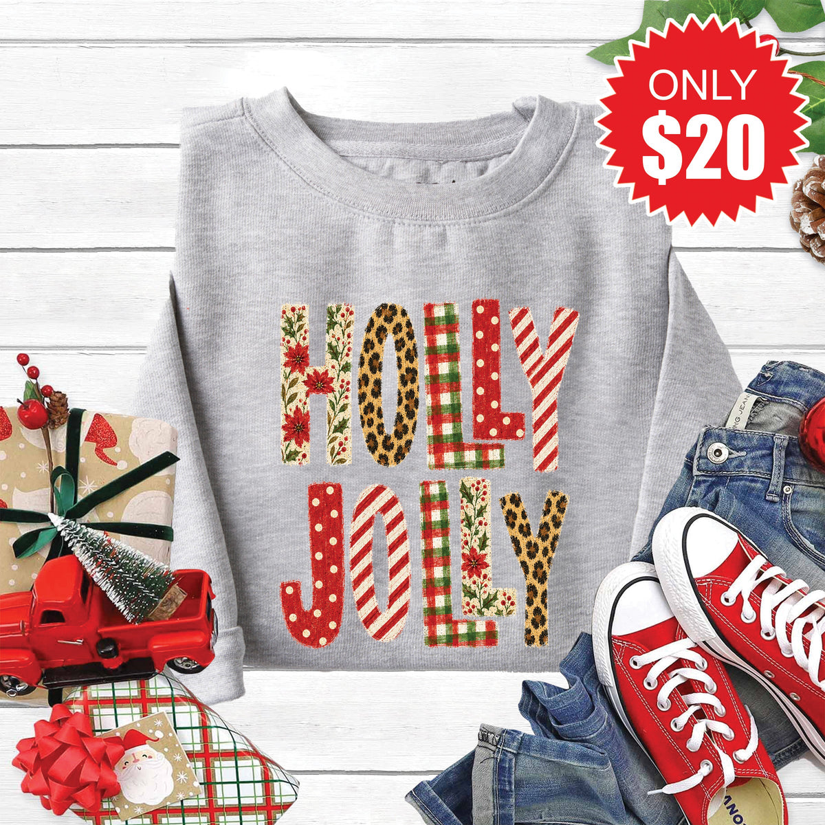 Holly Jolly Sweatshirt - Heather Grey - 20 product image 1