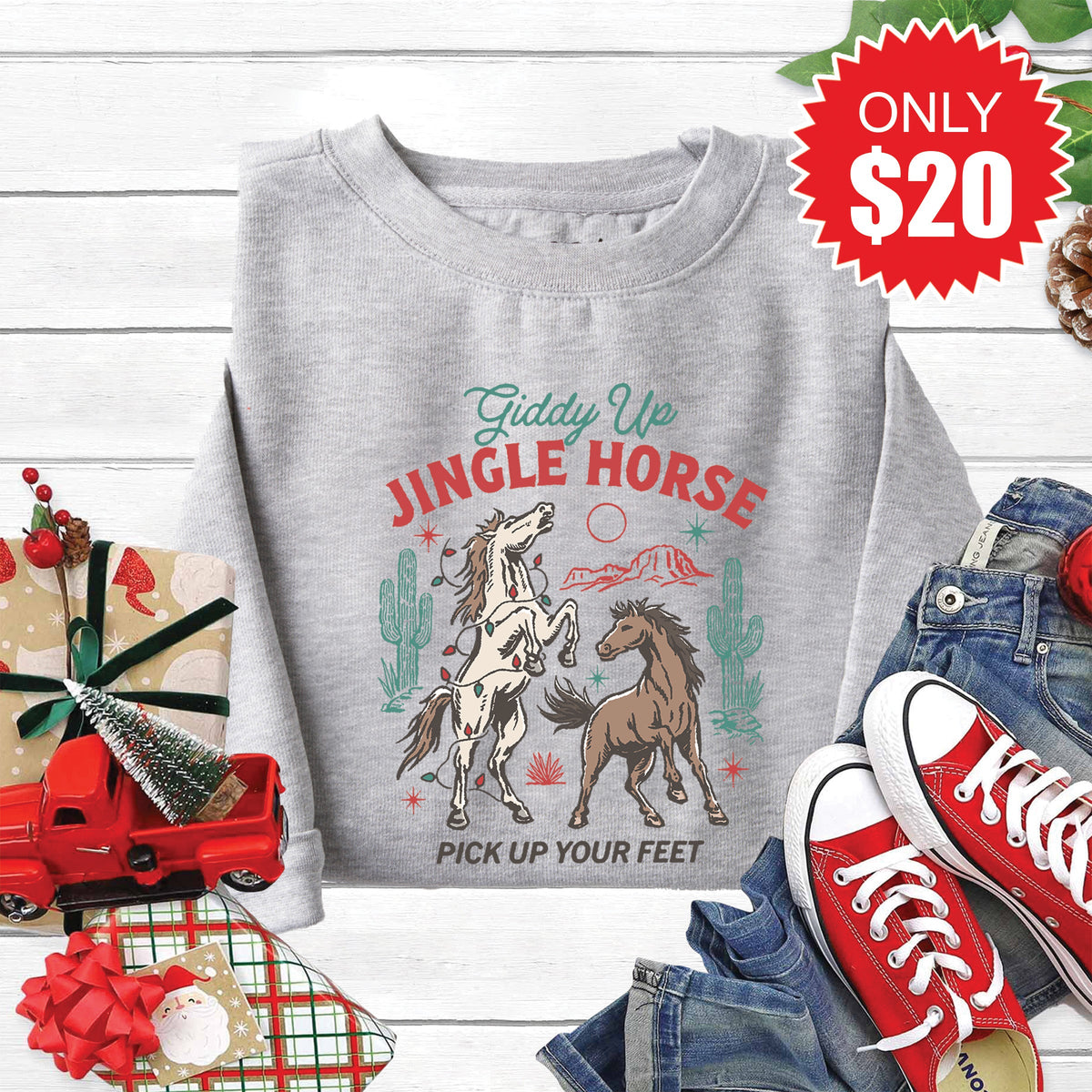 Jingle Horse Sweatshirt - Heather Grey - 20 product image 1