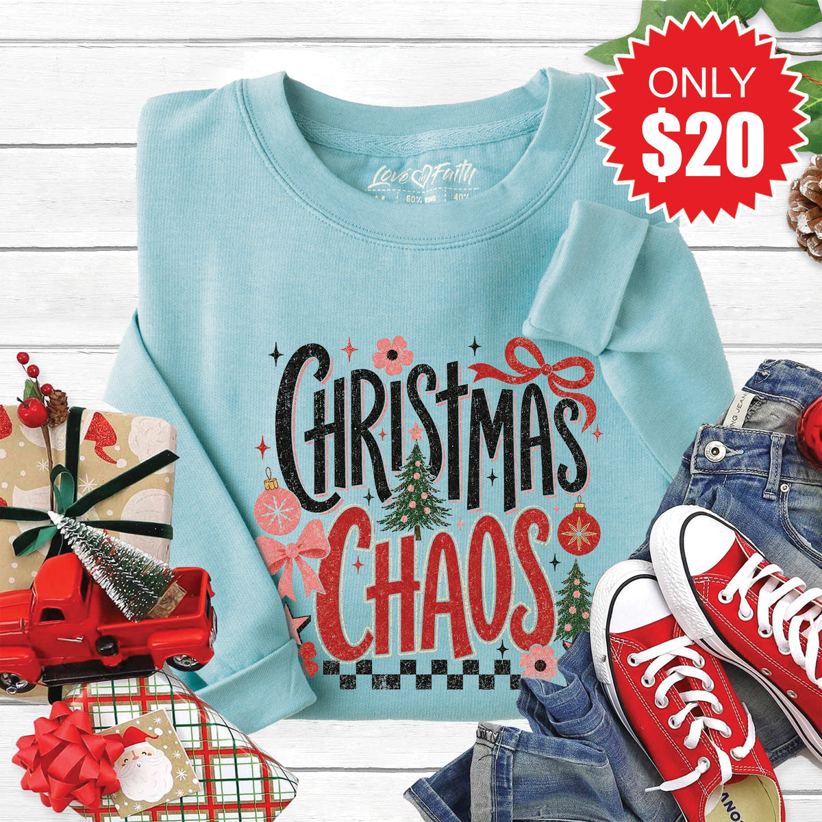 Christmas Chaos Sweatshirt - Heather Lagoon - 20 product image 1
