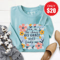 His Grace Finds Me Sweatshirt - Heather Lagoon - 20 product image 1