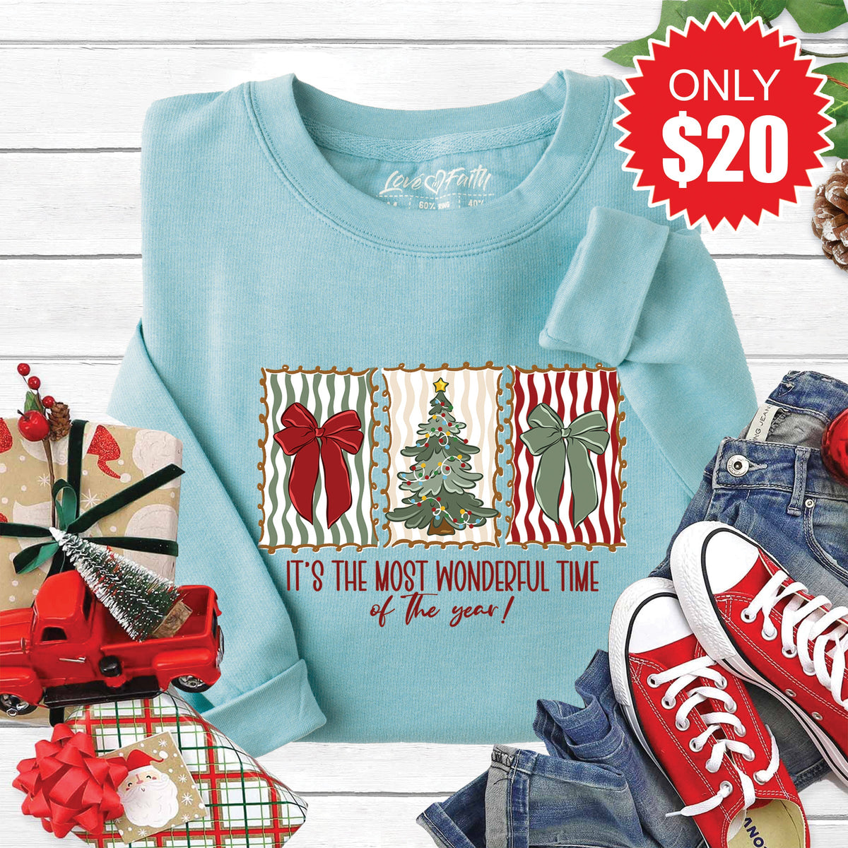 Most Wonderful Time Sweatshirt - Heather Lagoon - 20 product image 1