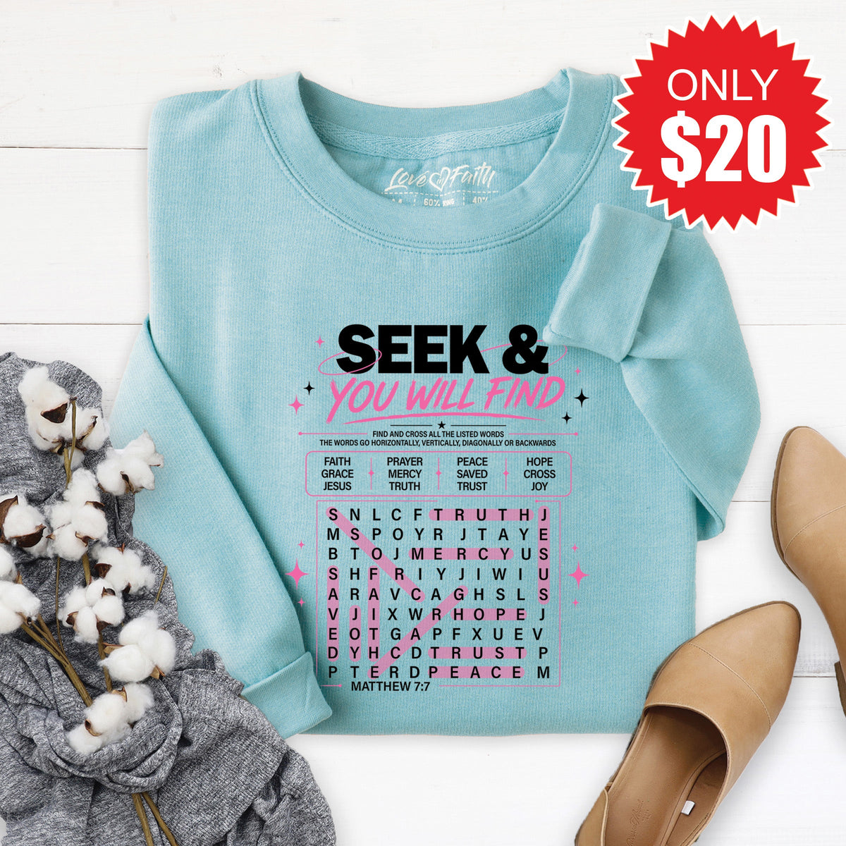 Seek And You Will Find Sweatshirt - Heather Lagoon - 20 product image 1