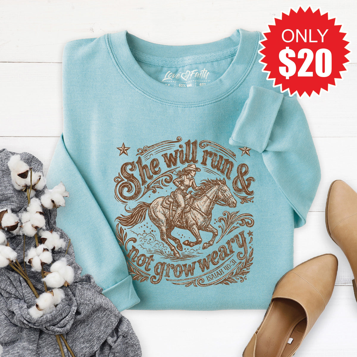She will Run Sweatshirt - Heather Lagoon - 20 product image 1