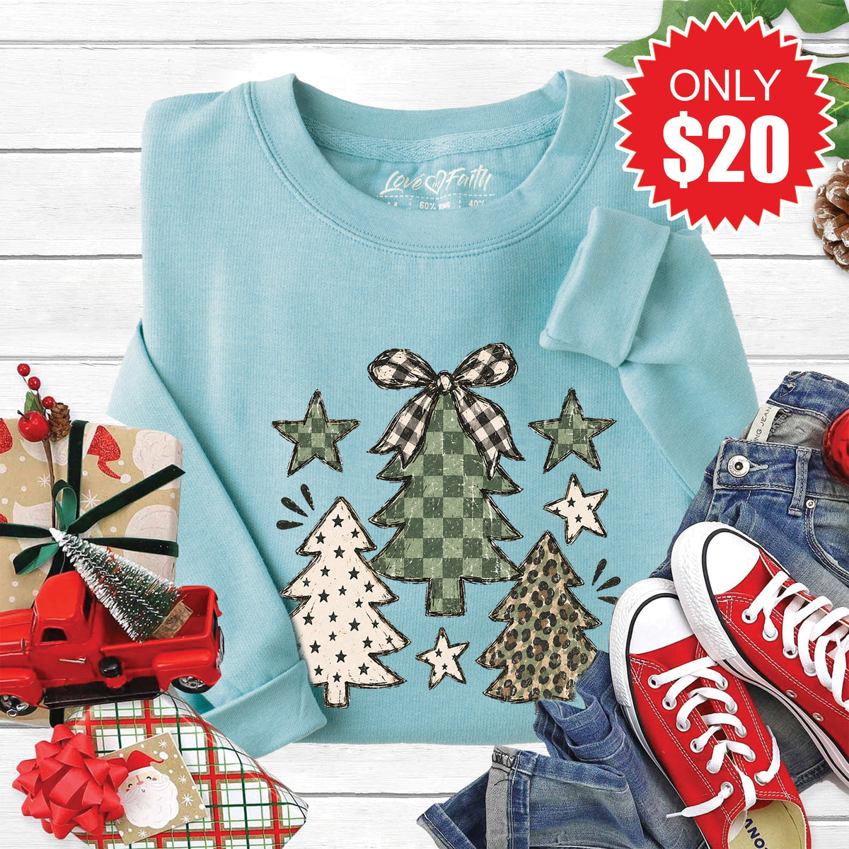 Christmas Trees Sweatshirt - Heather Lagoon - 20 product image 1