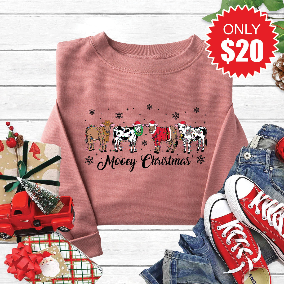 Mooey Christmas Sweatshirt - Heather Mauve - 20 product image 1