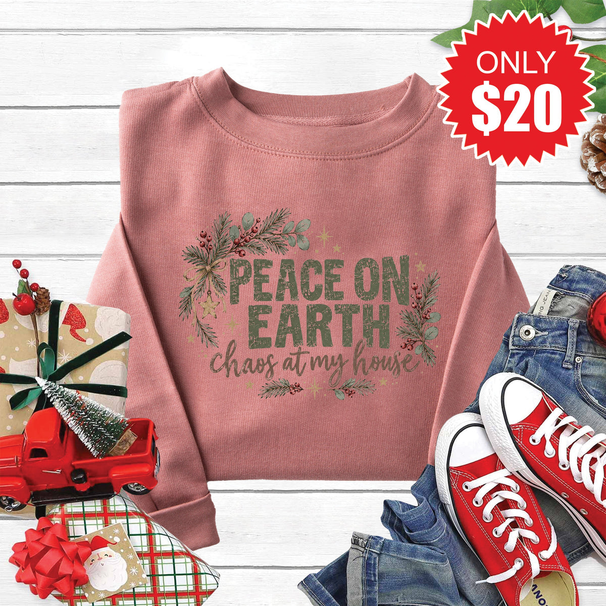 Peace On Earth Sweatshirt - Heather Mauve - 20 product image 1