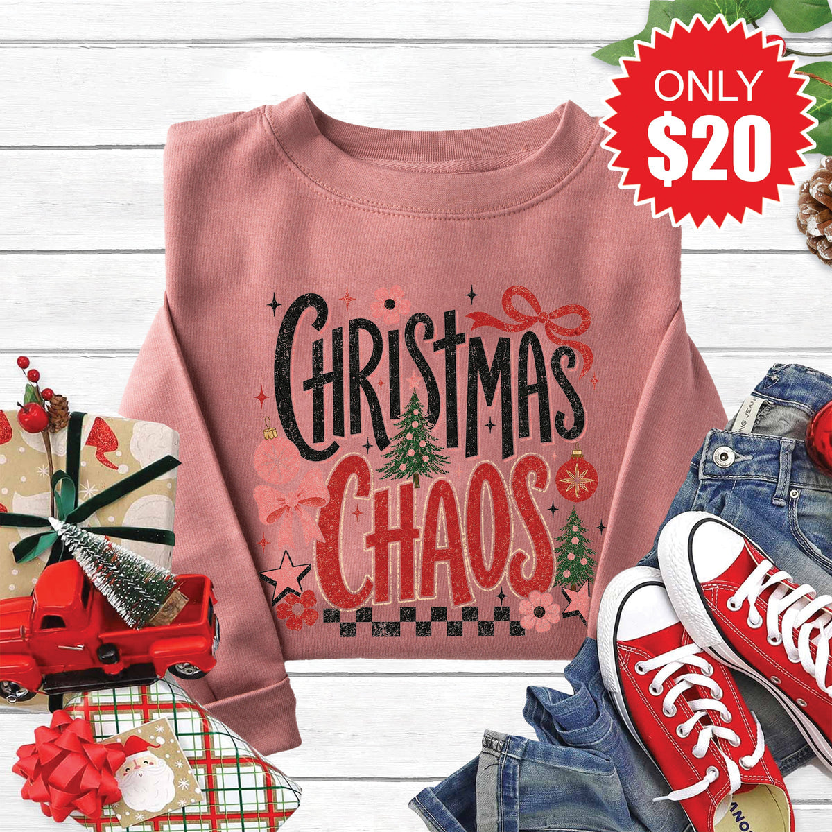 Christmas Chaos Sweatshirt - Heather Mauve - 20 product image 1