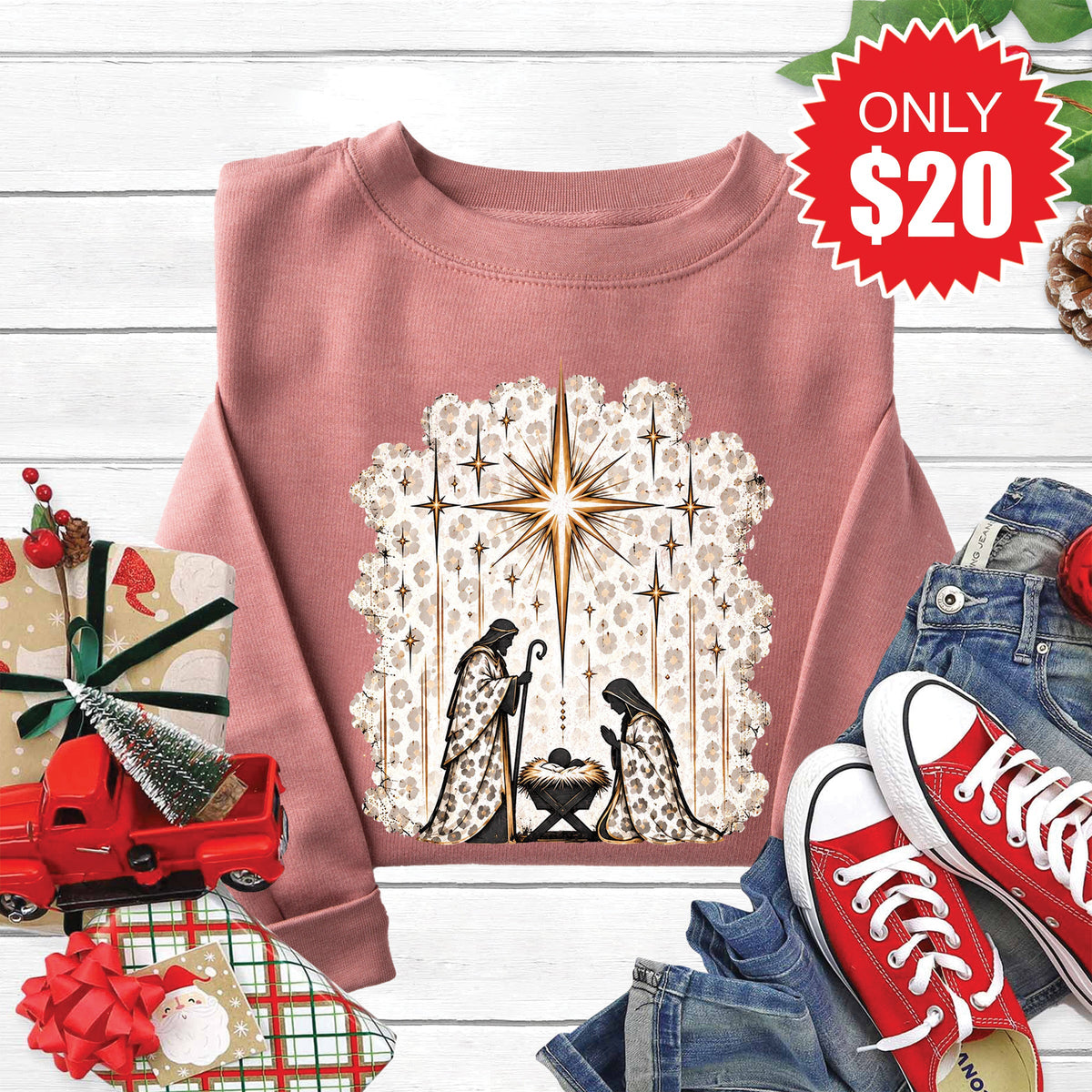 Nativity Sweatshirt - Heather Mauve - 20 product image 1