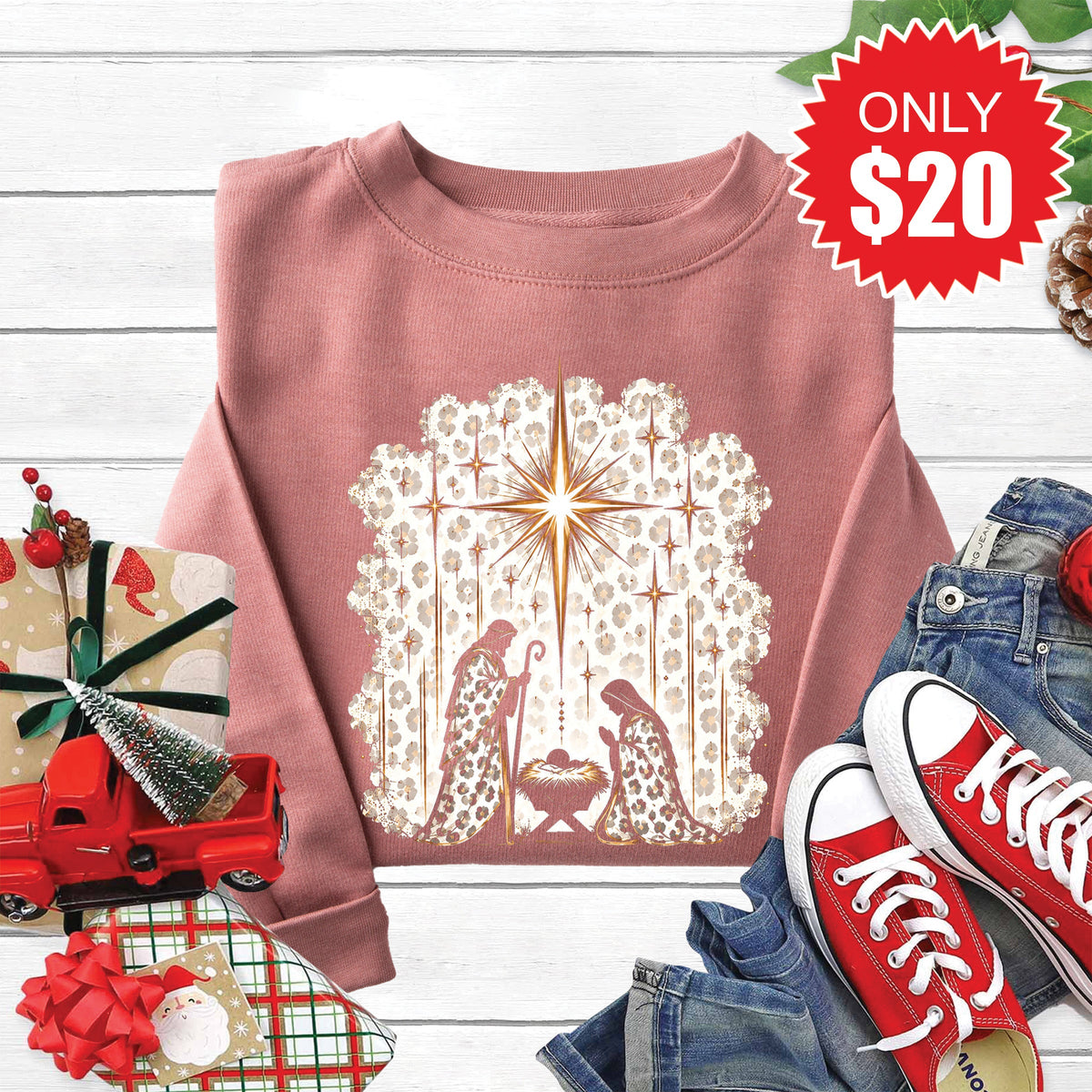 Nativity Sweatshirt - Heather Mauve - 20 product image 1