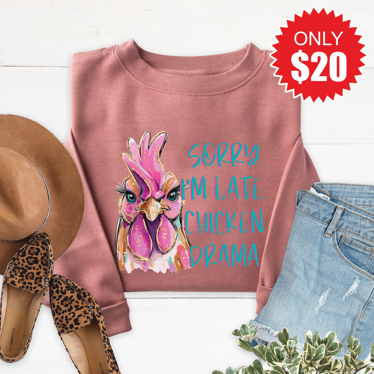 Chicken Drama Sweatshirt - Heather Mauve - 20 product image 1