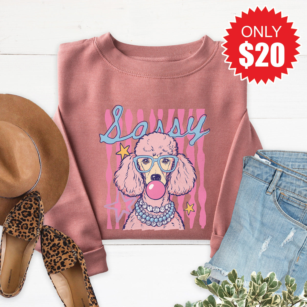 Sassy Poodle Sweatshirt - Heather Mauve - 20 product image 1
