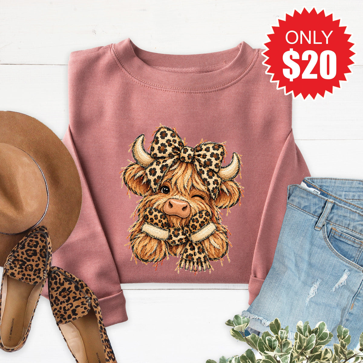 Highland Cow Sweatshirt - Heather Mauve - 20 product image 1