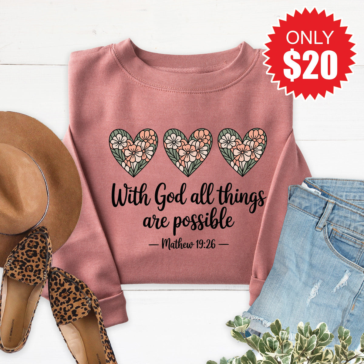 All Things Are Possible Sweatshirt - Heather Mauve - 20 product image 1