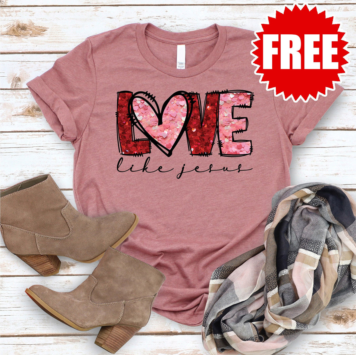 Love Like Jesus Tee - Heather Mauve - 0