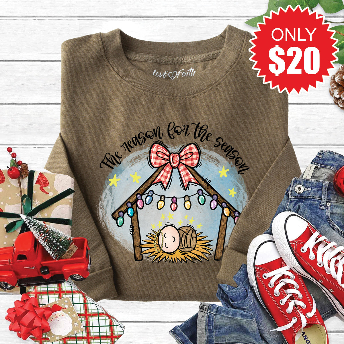 The Reason For Season Sweatshirt - Heather Olive - 20 product image 1