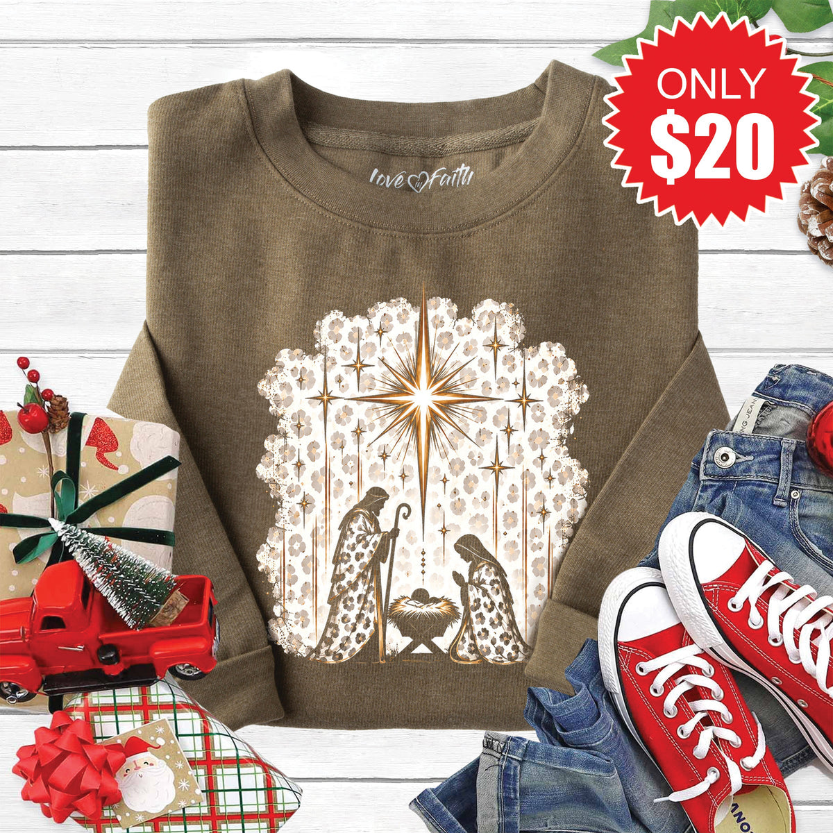 Nativity Sweatshirt - Heather Olive - 20 product image 1