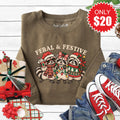 Feral and Festive Sweatshirt - Heather Olive - 20 product image 1