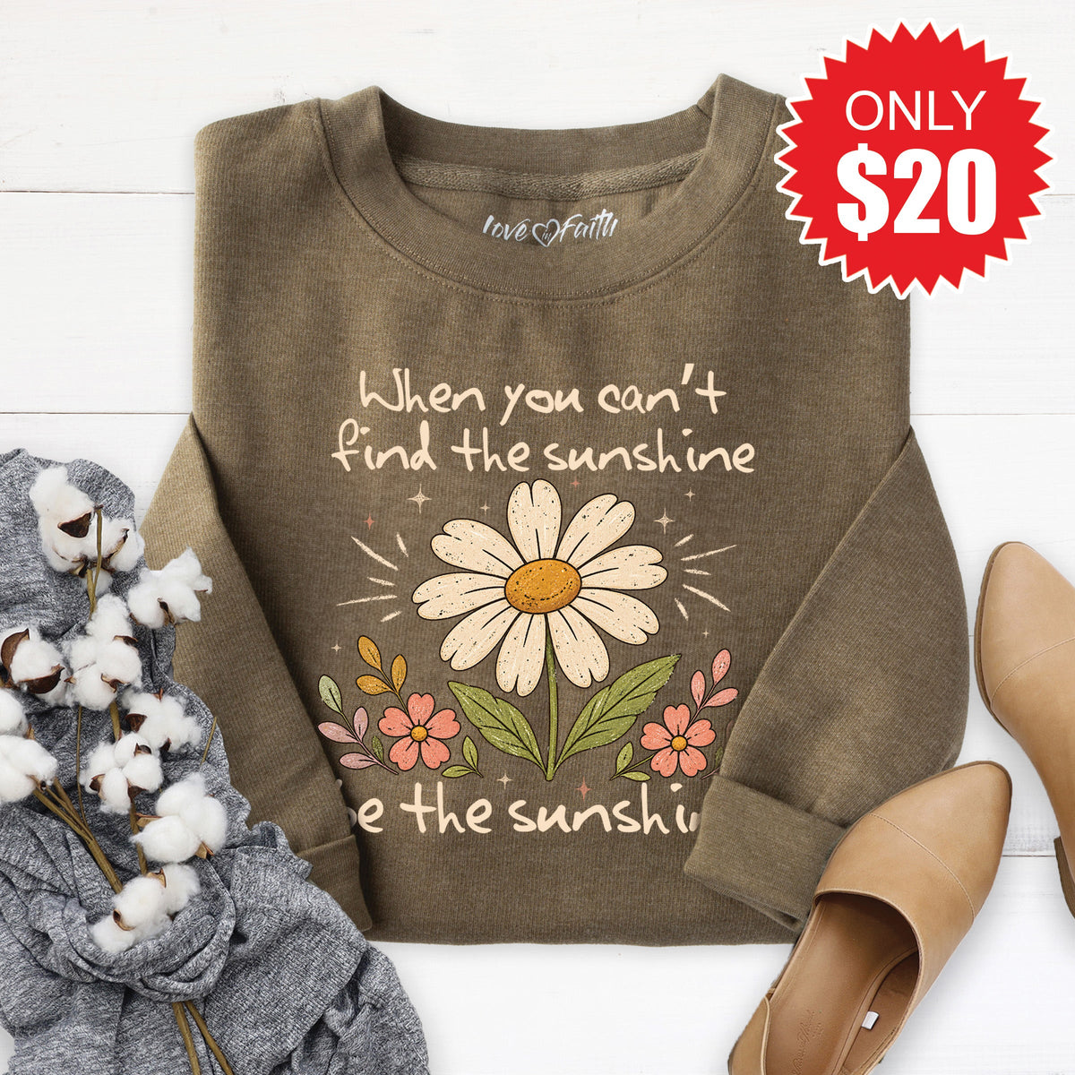 Be The Sunshine Sweatshirt - Heather Olive - 20 product image 1