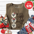 99 Sheep Xmas Sweatshirt - Heather Olive - 20 product image 1