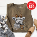 Highland Cow Sweatshirt - Heather Olive - 20 product image 1
