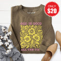 God Is Good - Floral Sweatshirt - Heather Olive - 20 product image 1
