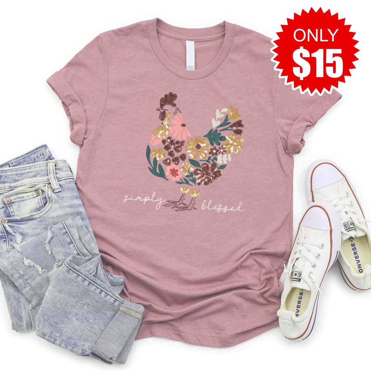 Embellished Simply Blessed Sequin Tee - 15 product image 1