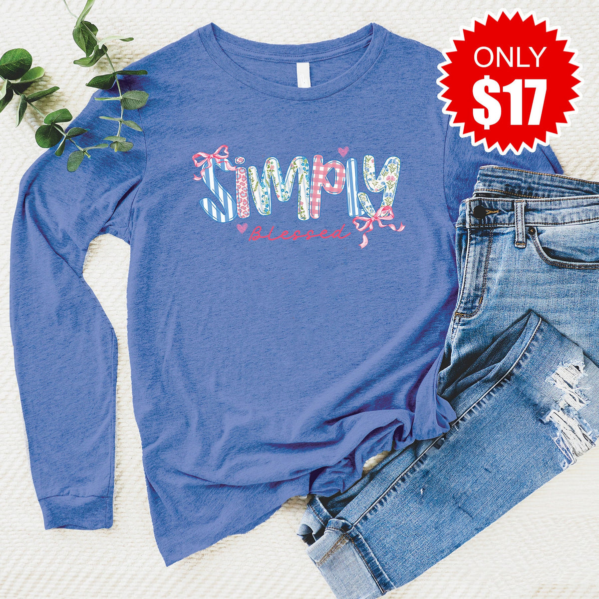 Simply Blessed Long Sleeve - Heather Royal - 17 product image 1