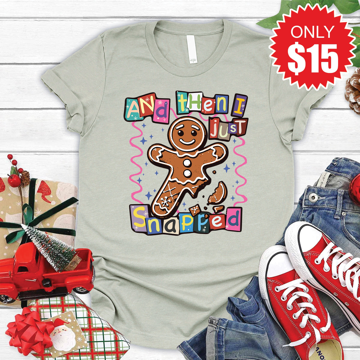 I Just Snapped Tee - Heather Sage - 15 product image 1