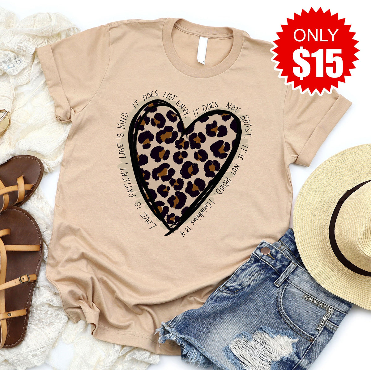 Love Leopard Tee - Heather Sand Dune - 15 product image 1