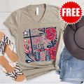 God Bless The USA V-Neck - Heather Stone - 0