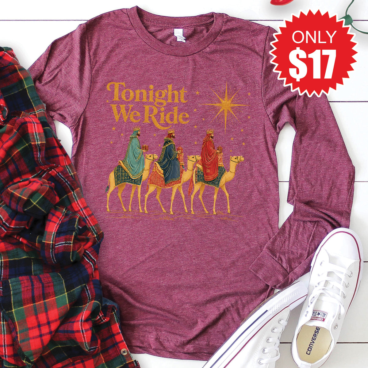 Tonight We Ride Long Sleeve - Heather Burgundy - 17 product image 1