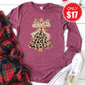 Christmas Tree Long Sleeve - Heather Burgundy - 17 product image 1
