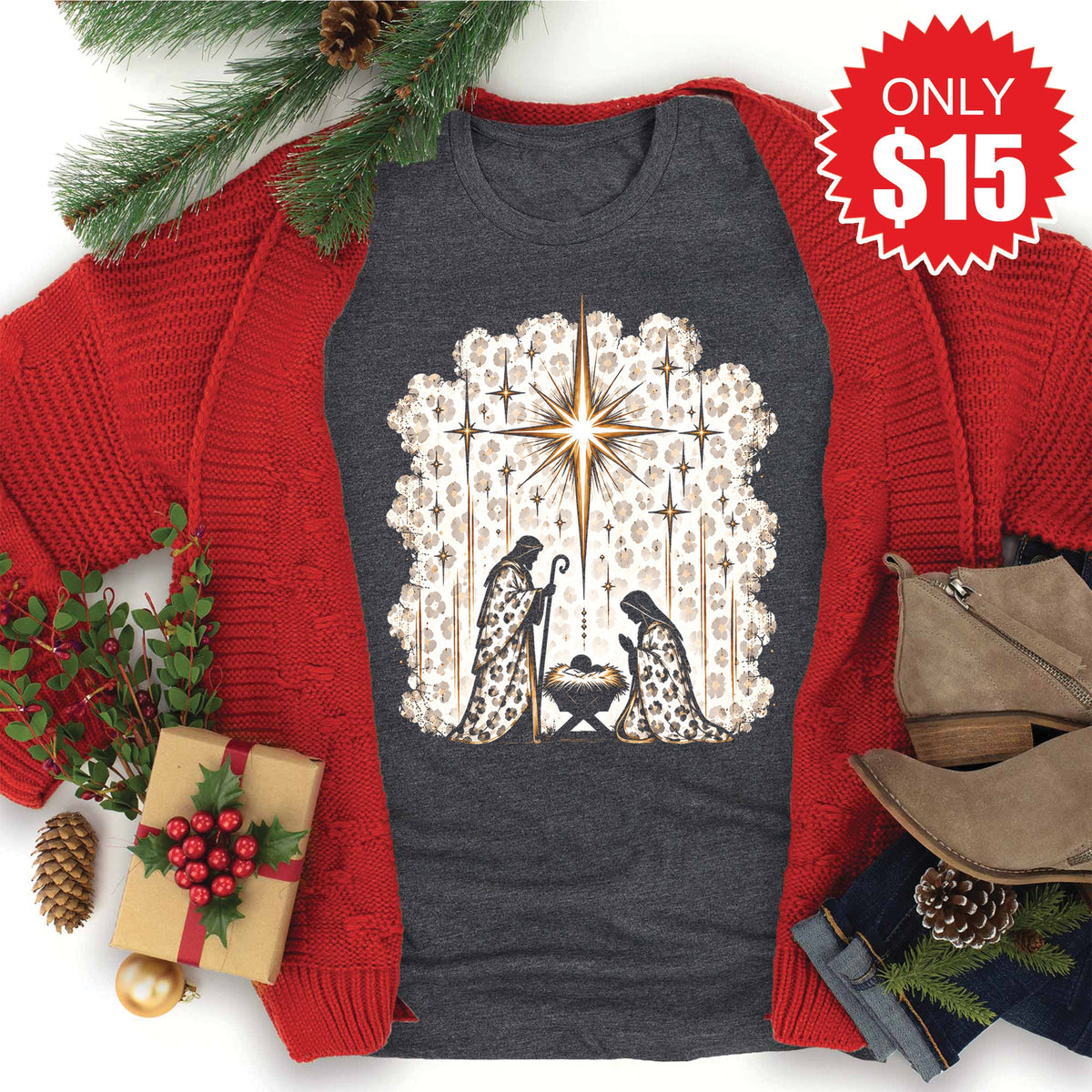 Nativity Tee - Heather Charcoal - 15 product image 1
