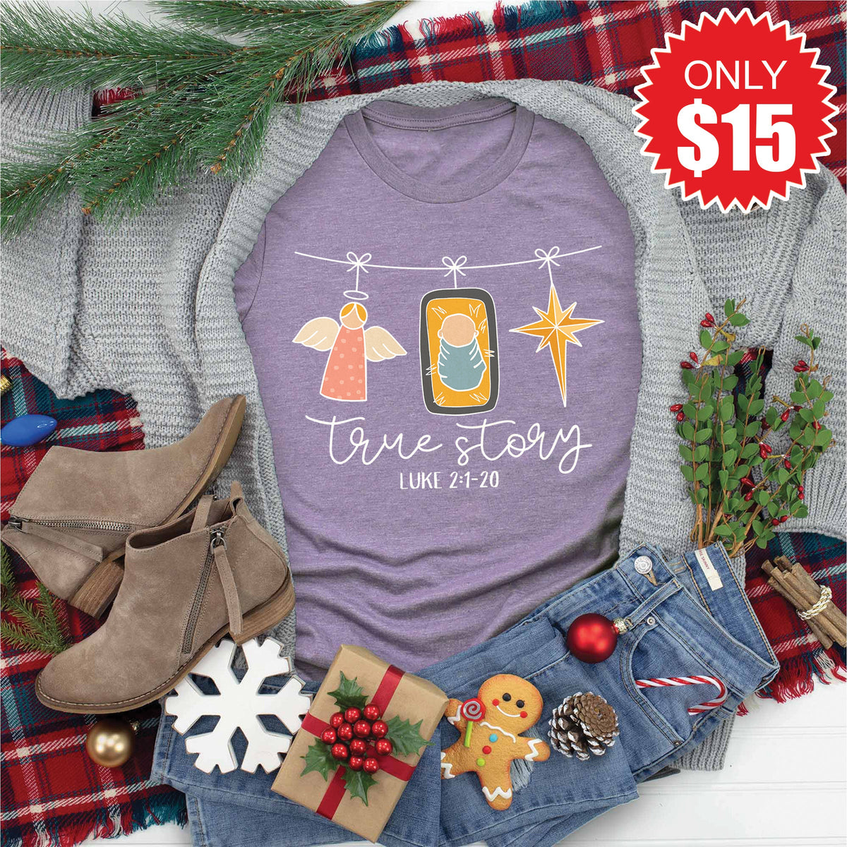 True Story Clothesline Tee - Heather Deep Purple - 15 product image 1