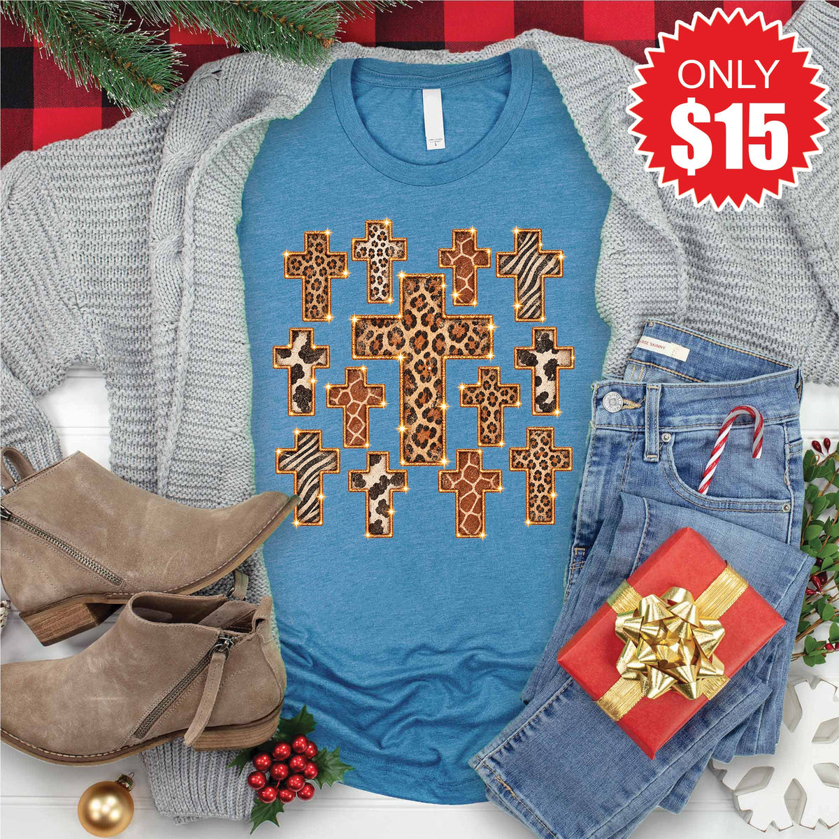 Holiday Cross Tee - Heather Deep Teal - 15 product image 1