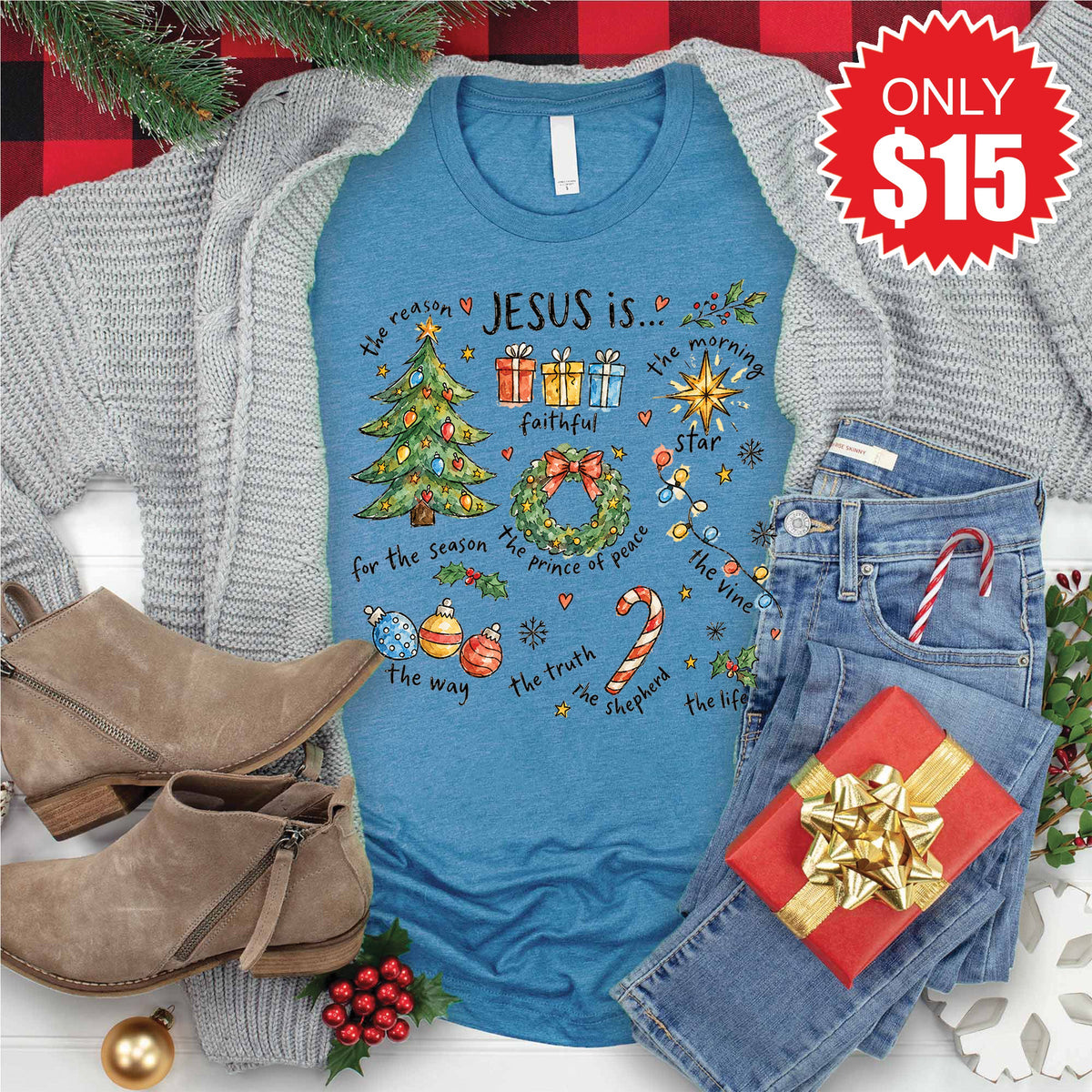 Jesus Is Tee - Heather Deep Teal - 15 product image 1