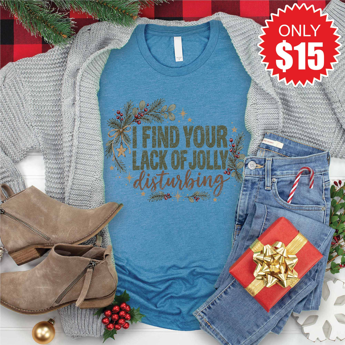 Lack of Jolly Tee - Heather Deep Teal - 15 product image 1