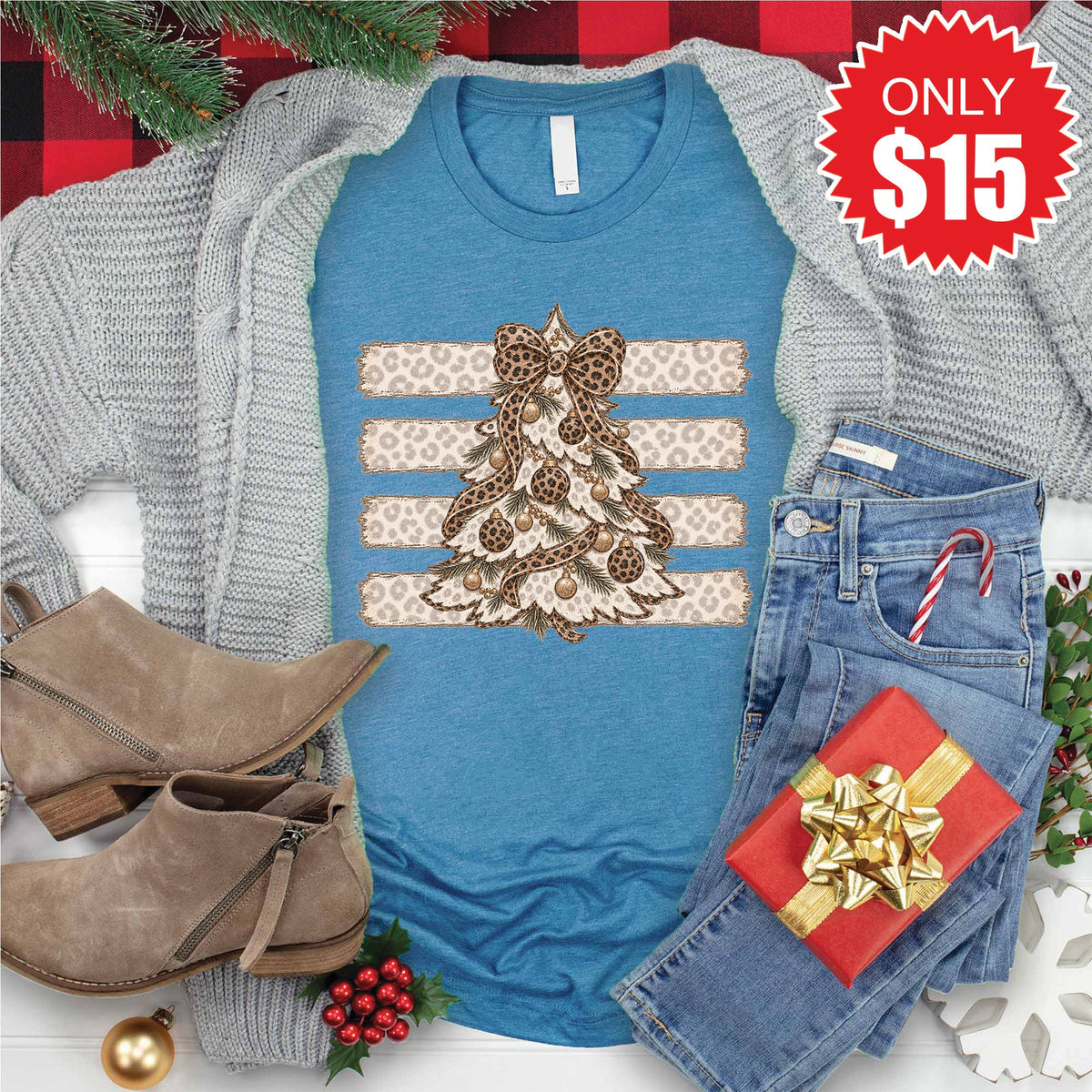 Christmas Tree Tee - Heather Deep Teal - 15 product image 1