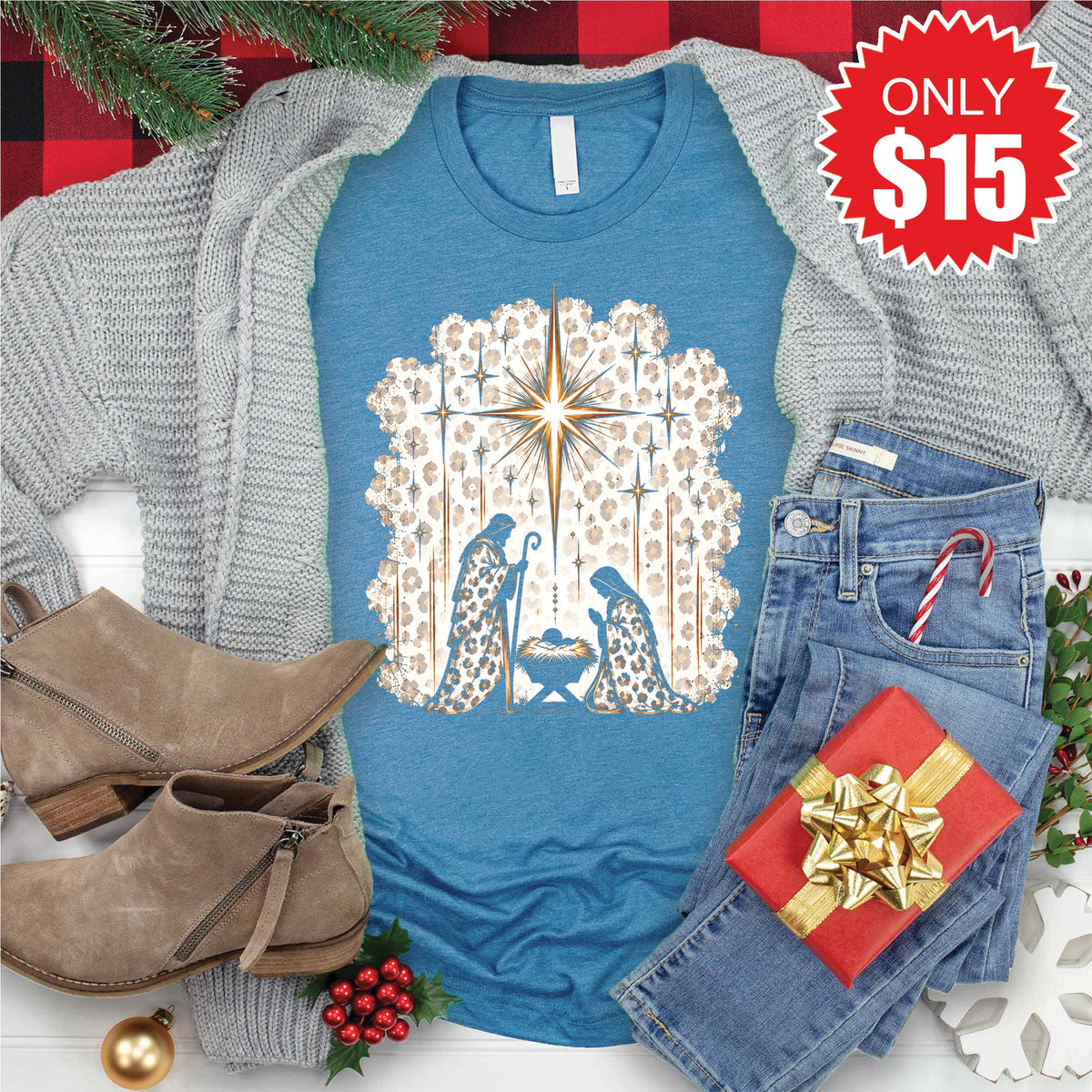 Nativity Tee - Heather Deep Teal - 15 product image 1