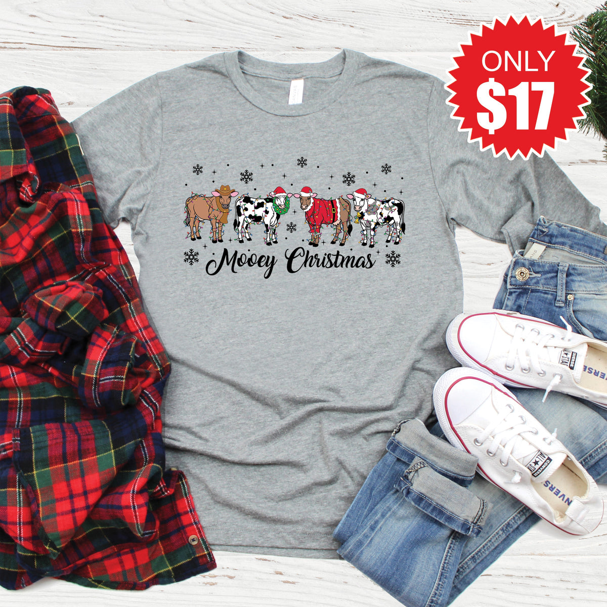 Mooey Christmas Long Sleeve - Heather Grey - 17 product image 1
