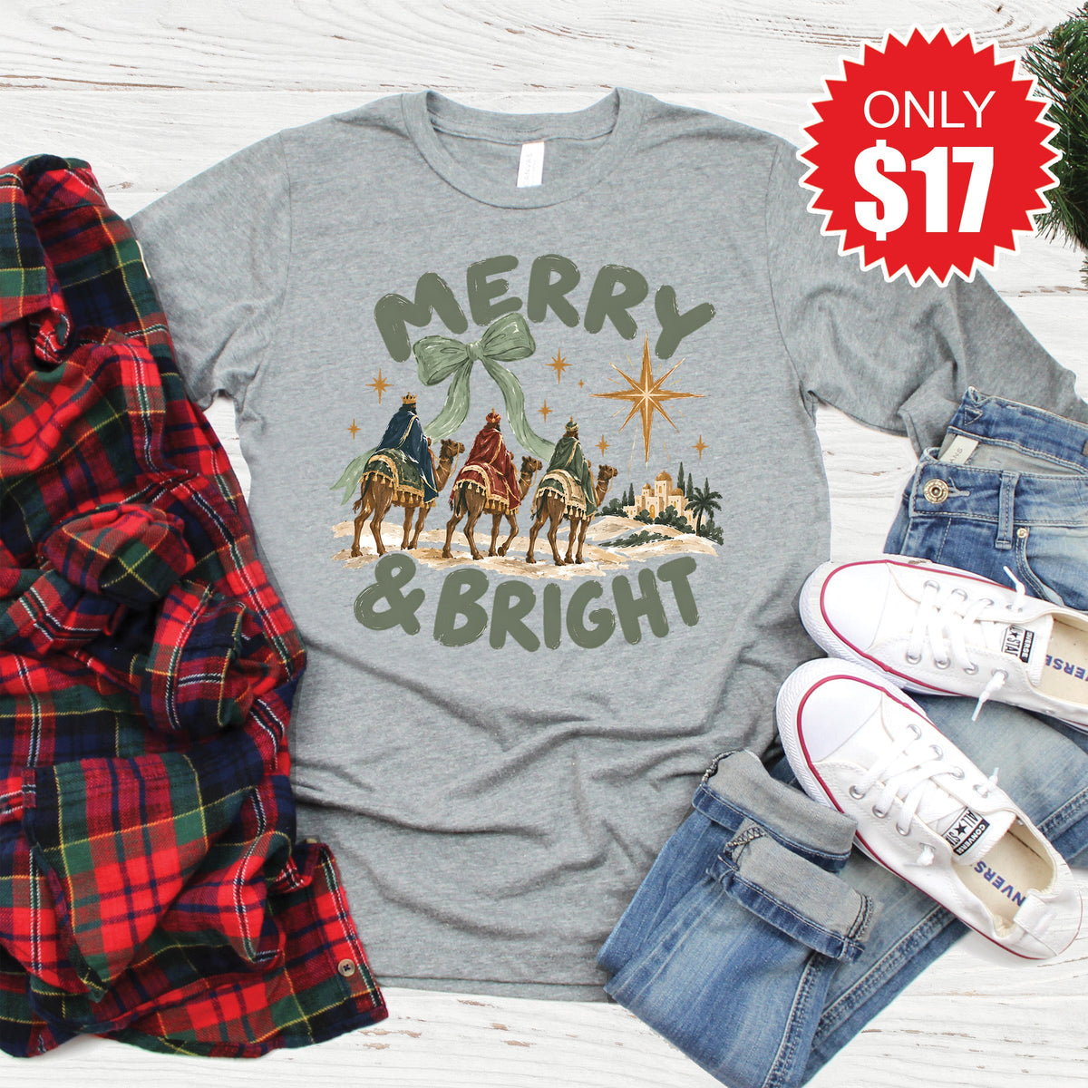 Merry and Bright Long Sleeve - Heather Grey - 17 product image 1
