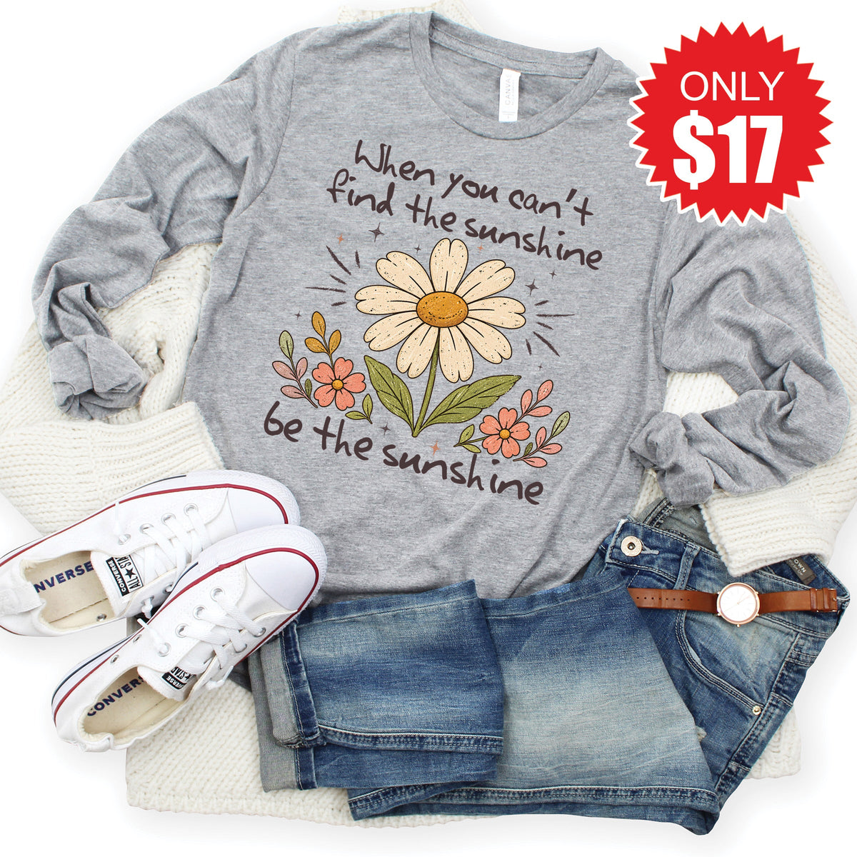 Be The Sunshine Long Sleeve - Heather Grey - 17 product image 1